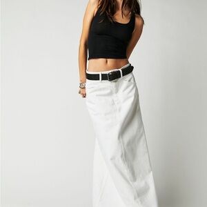 We The Free Come As You Are Denim Maxi Skirt in Daisy White